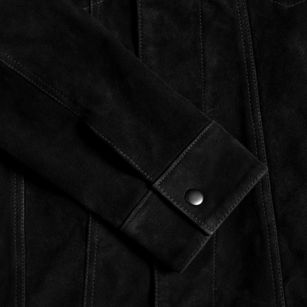 Suede Trucker Jacket | Black